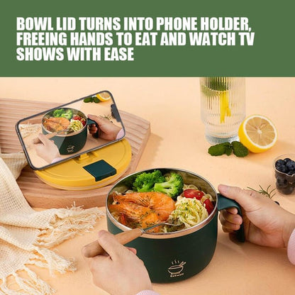 Stainless steel instant noodle bowl-With folding cutlery