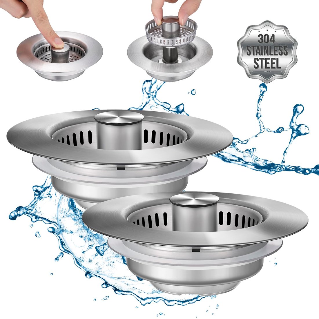 🔥Last Day 49% OFF-Upgraded 3 in 1 Stainless Steel Kitchen Sink Drain Strainer